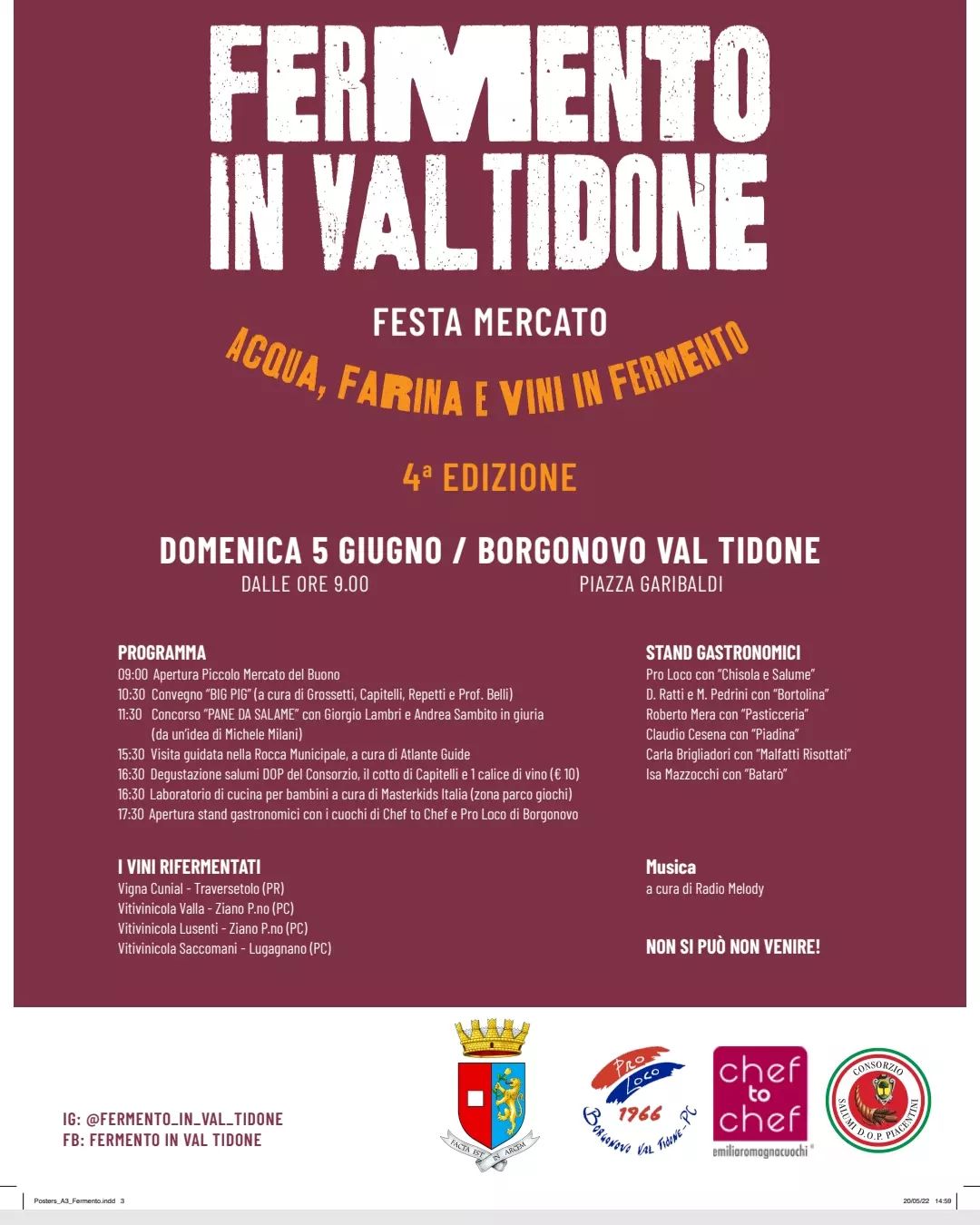 Programma dell'evento Fermento in Val Tidone a Borgonovo V.T.