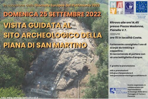 Locandina della visita alla Piana di San Martino a Pianello Val Tidone domenica 25 settembre 2022